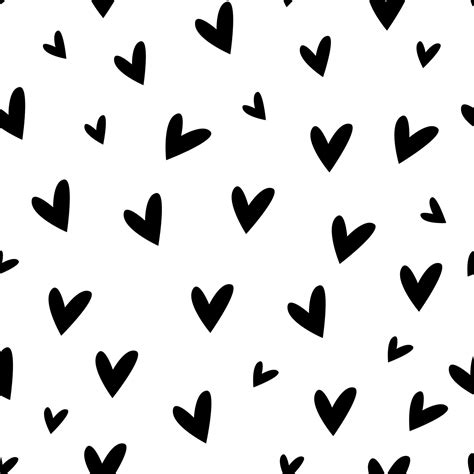 Hand Drawn Doodle Hearts Pattern Cute Black Love Vector Seamless