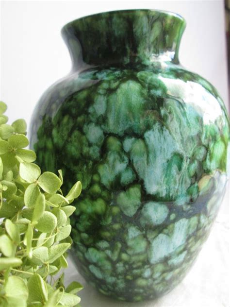 House, room, office, restarant, kitchen, bathroom decorationmodel. Blue Green Ceramic vase vessel vintage ceramics and ...