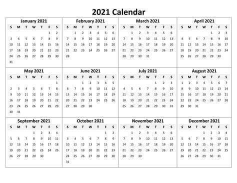 Download printable calendars for 2021, 2022 in word, excel, pdf format. 2021 Yearly Calendar Printable | Free Letter Templates