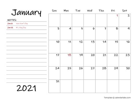 Free Editable Monthly Calendar Template 2021