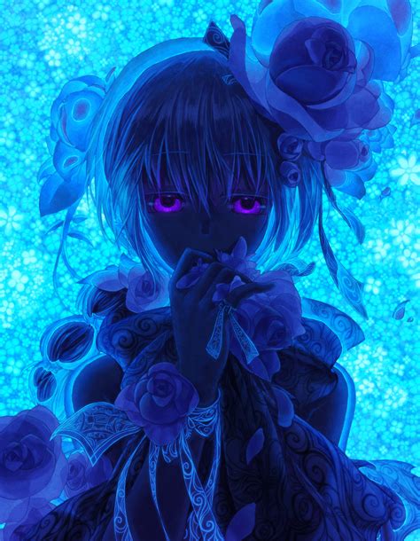 Watari Taichi Original Girl Afloat Backlighting Blue Flower Blue