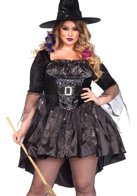 Sexy Plus Size Black Witch Halloween Costume Womens Witch Costume