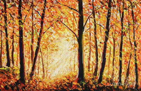 Beautiful Autumn Forest Landscape Painting Painting By Valery Rybakow