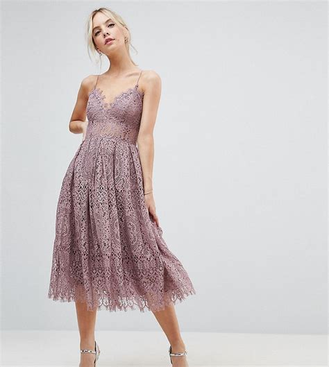 ASOS PETITE Lace Cami Midi Prom Dress - Purple | Gowns dresses, Womens