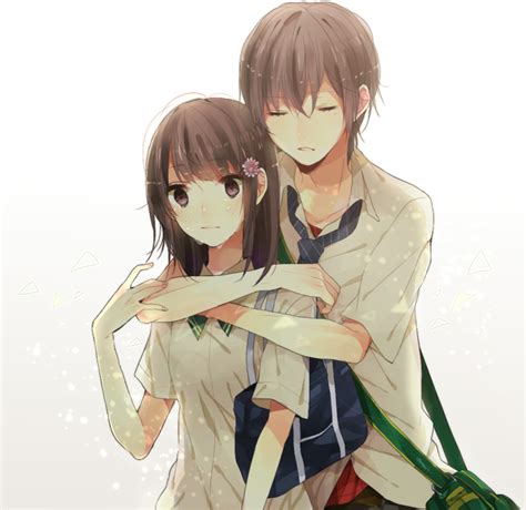 Safebooru 1girl Bag Brown Eyes Brown Hair Closed Eyes Couple Eyes Closed Flat Chest Flower