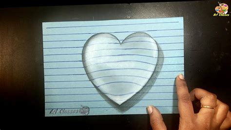 How To Draw A 3d Water Drop Heart Shape Easy 3d Drawings