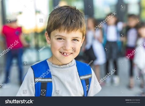 Great Portrait School Pupils Outside Classroom Stock Photo 693748690