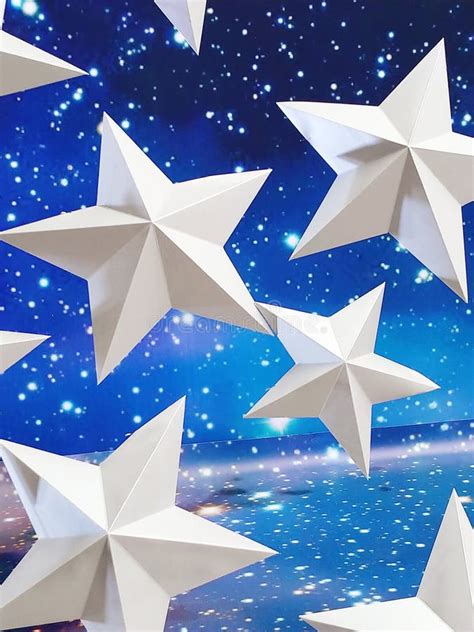White Christmas Paper Stars Stock Photo Image Of Hanging Isolated