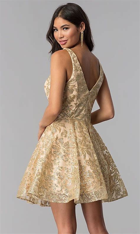 Jvnx By Jovani Gold Glitter Short Homecoming Dress Gold Dress Short