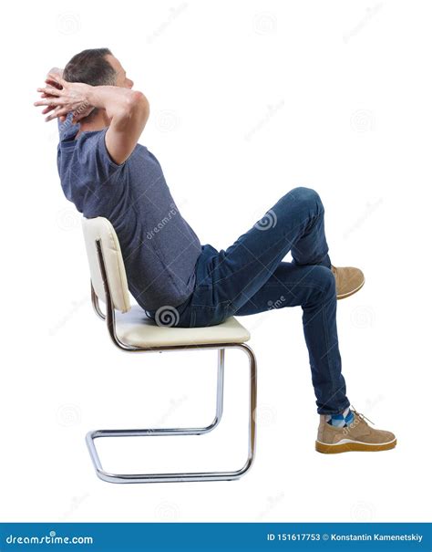Side View Of A Man Sitting On A Chair Stock Image Image Of Study