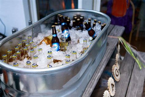 Beer And Wine On Ice In A Large Galvanized Tub Beverage Tub Wedding