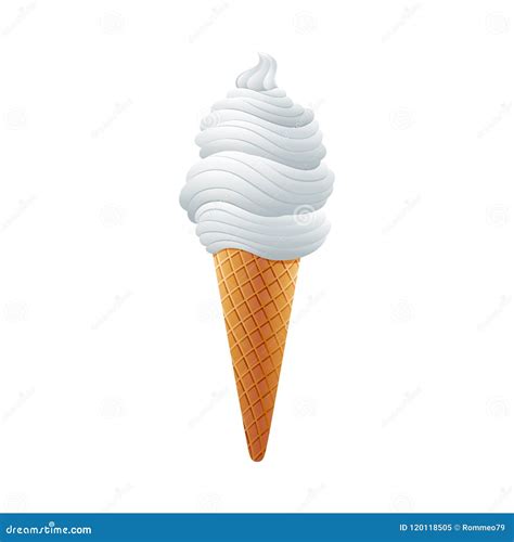 White Milk Soft Serve Ice Cream Isolated On White Background Vector