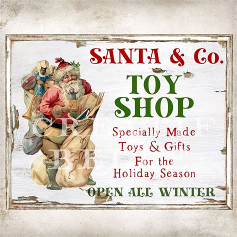 Santa Toy Shop Sign Christmas Wreath Making Craft Print Etsy