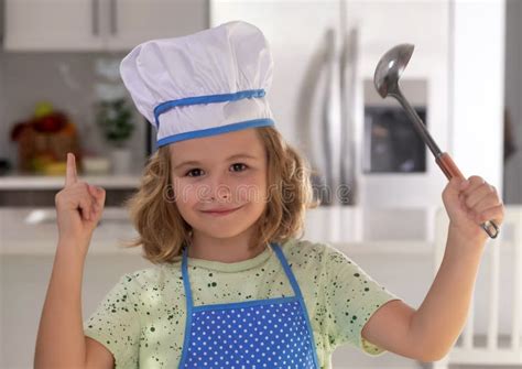 Children Cooking In The Kitchen Funny Kid Chef Cook Cookery At Kitchen