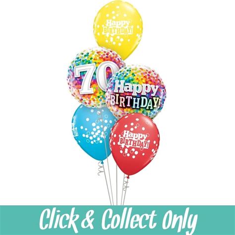 70th Birthday Confetti Dots Inflated 5 Balloon Bouquet Buy Online
