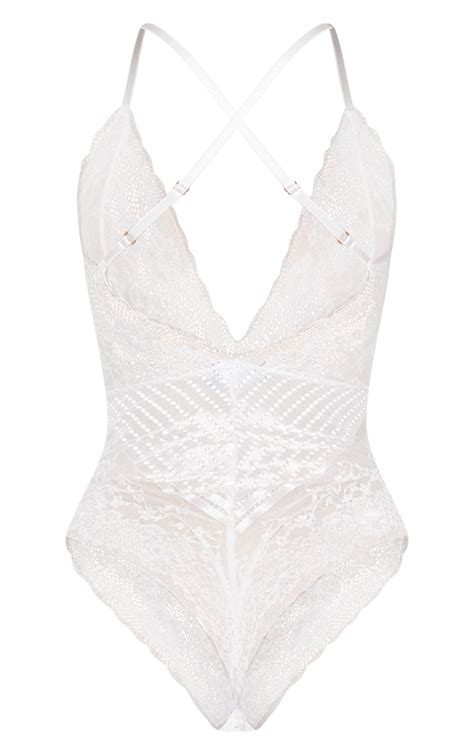 white mixed delicate lace body lingerie prettylittlething
