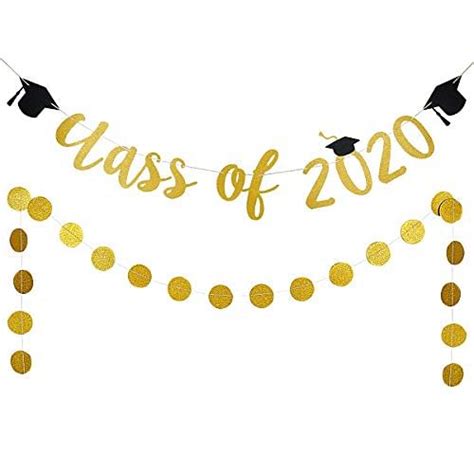 Buy Gold Glittery Class Of 2020 Banner And Gold Glittery Circle Dots