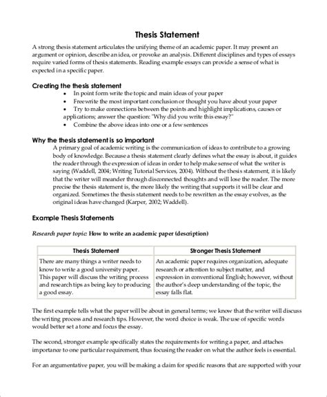 Free 10 Sample Thesis Statement Templates In Ms Word Pdf