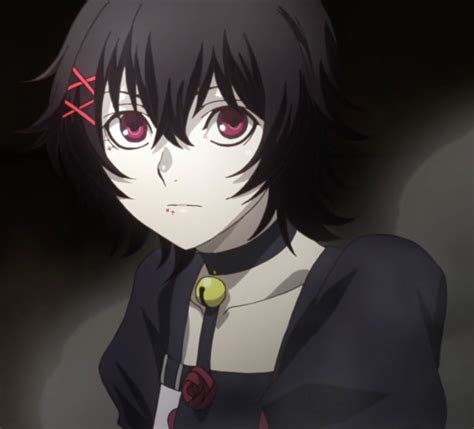 An Anime Character With Black Hair And Red Eyes