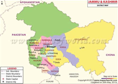 Although the terrain of jammu and kashmir is highly diversified, only a small portion of its total area of approximately 85,000 of particular note is the fertile vale of kashmir, a valley roughly 80 miles long and up to 35 miles wide (130 x 55 km.) astride the upper jhelum river. Jammu and Kashmir Map | Kashmir map, Jammu and kashmir, Kashmir