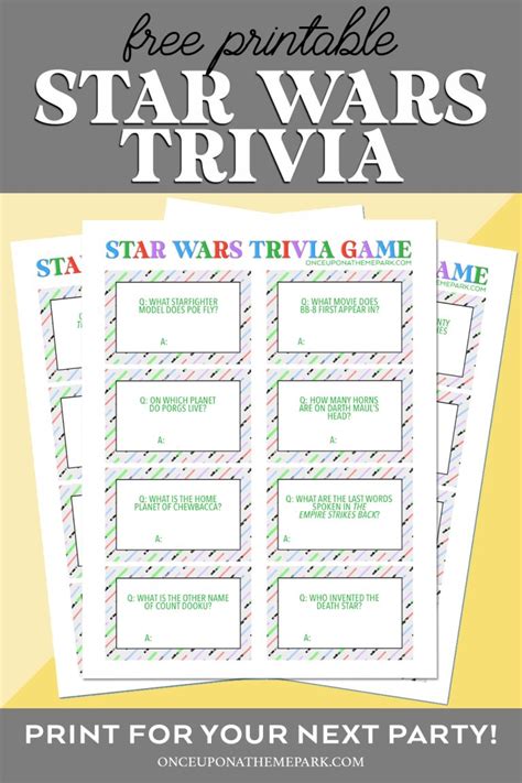 Star Wars Trivia Questions Free Printable Once Upon A Theme Park