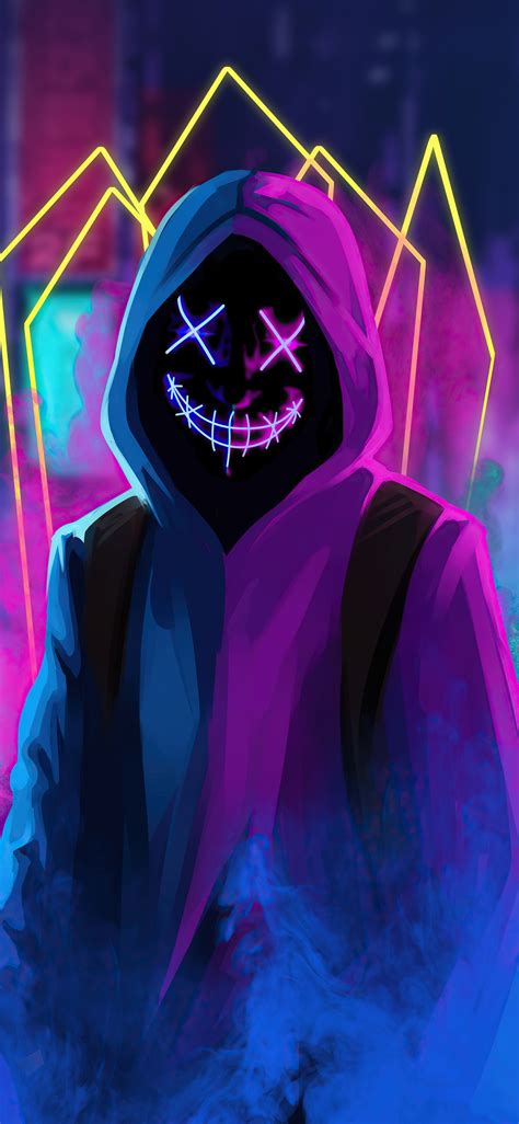 1125x2436 Mask Neon Guy Iphone Xsiphone 10iphone X Hd 4k Wallpapers