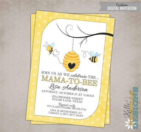 Bumble Bee Baby Shower Invitation Custom Printable Mommy To