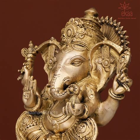 Brass Ganesha Statue 28cm For Home Templebig Large Ganesha Etsy