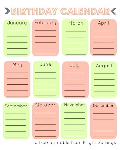 Perfect Editable Birthday Calendar Template Free Get Your Calendar Printable
