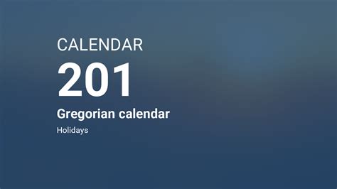 Year 201 Calendar Gregorian Calendar
