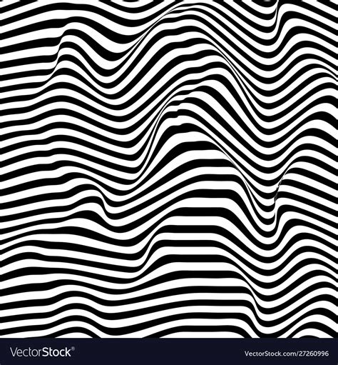 Optical Illusion Wave Black And White Lines Vector Image