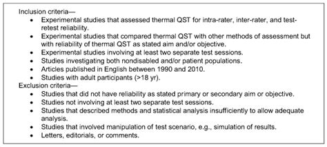 Reliability Of Thermal Quantitative Sensory Testing A Systematic Review