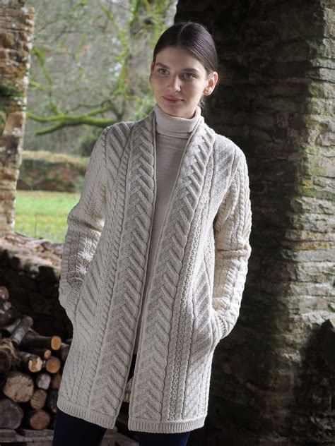 Ladies Shawl Aran Cardigan By Natallia Kulikouskaya For Arancrafts Of Ireland Knitted Coat