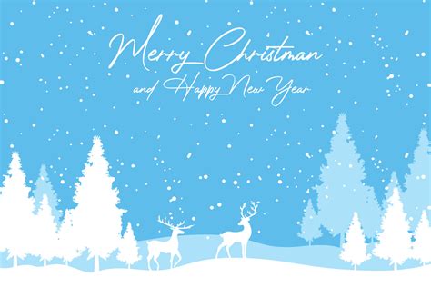 Realistic Elegant Modern Merry Christmas Concept With Deer Hand Drawn