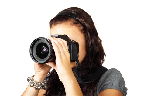 Woman In Grey Shirt Taking Picture With Dslr Camera · Free Stock Photo