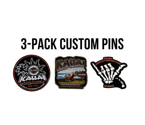 3 Pk Khd Custom Pins Kauai Harley Davidson