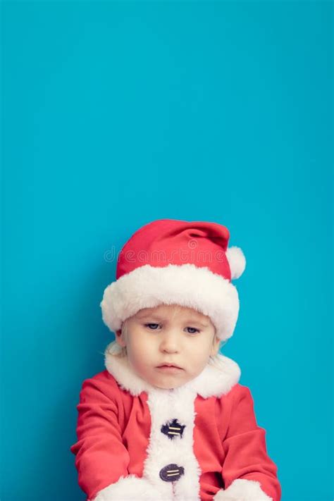 Portrait Of Sad Child At Christmas Time Stock Image Image Of