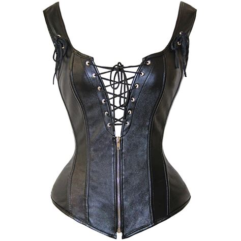 Womens Lace Up Faux Leather Corsets Vest 2019 New Stylish Steampunk