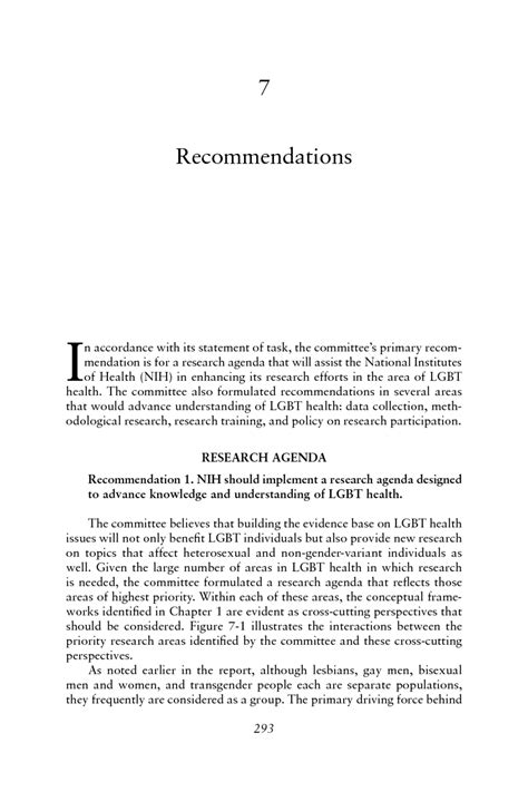 7 recommendations the health of lesbian gay bisexual and transgender people building a