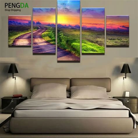 Printed Modular Picture Large Canvas Painting For Bedroom 5 Pieces