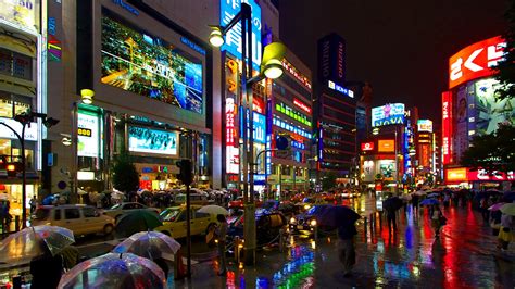 Wallpaper Japanese City Rainy Night Street 1920x1200 Hd