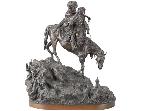 Bronze Sculpture of a Mounted Cossack and his Sweetheart - Ruzhnikov
