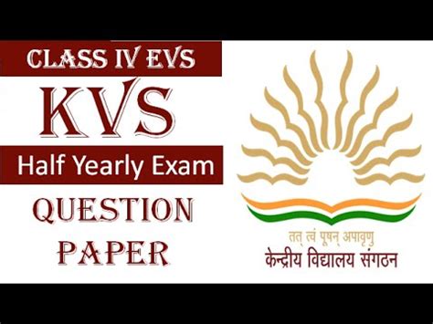Half Yearly Question Paper KV Class 4 EVS YouTube