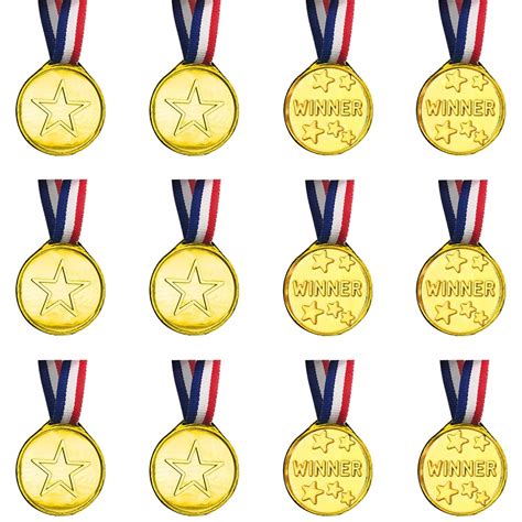 Buy Artcreativitygold Prize Medal For Kids Set Of 12 Medals On Ribbon