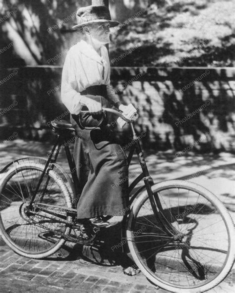 Elderly Lady Riding Her Bicycle Vintage 8x10 Reprint Of Old Photo