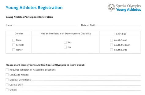 Young Athletes Registration Form Somd Virtual Movement