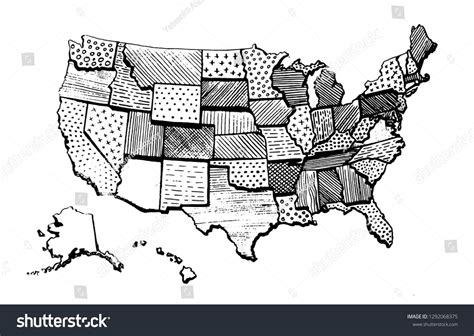 United States Of America Drawing Map Isolated Usa Vector Illustration