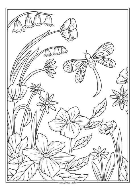 Flower Line Drawings Butterfly Drawing Flower Drawing Adult Coloring
