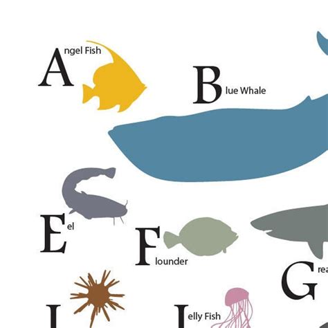 Ocean Alphabet Print Kids Animal Poster Animal Alphabet Etsy