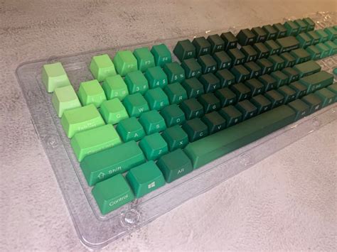 104 Pbt Custom Key Caps Shaded Gradient Coloured Green Etsy